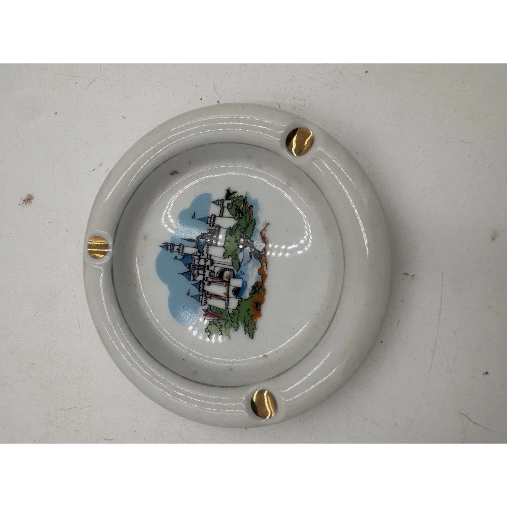 Vintage Disneyland Souvenir Ashtray SLEEPING BEAUTY CASTLE Japan Gold